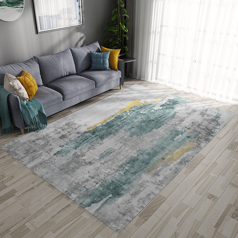 Grey Industrial Rug Flannel Abstract Rug Pet Friendly Washable Anti-Slip Backing Carpet for Living Room Green Clearhalo 'Area Rug' 'Modern' 'Rugs' Rug' 1716620