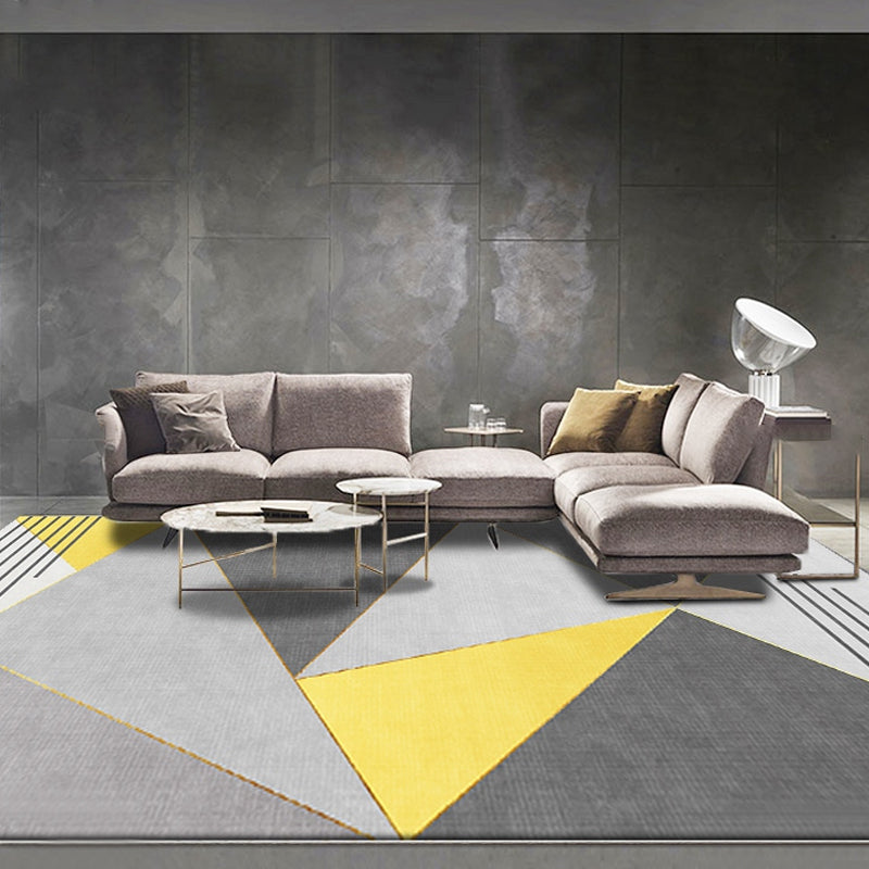 Novelty Geometric Pattern Rug Yellow and Grey Modern Rug Polyester Washable Pet Friendly Anti-Slip Carpet for Living Room Clearhalo 'Area Rug' 'Modern' 'Rugs' Rug' 1716676