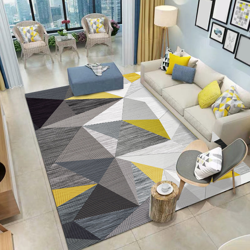 Nordic Geometric Pattern Rug with Stripe Black and Grey Casual Rug Polyester Pet Friendly Washable Area Rug for Living Room Black Clearhalo 'Area Rug' 'Modern' 'Rugs' Rug' 1716711