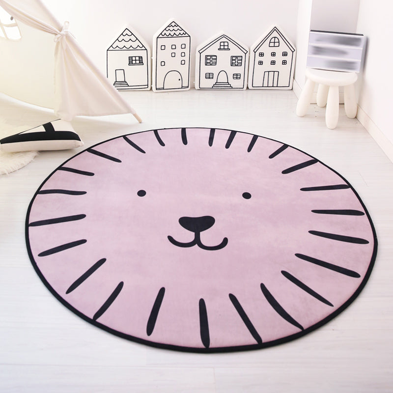 Unique Animal Pattern Rug Pink and Blue Kids Rug Polyester Pet Friendly Washable Non-Slip Backing Area Rug for Nursery Pink Clearhalo 'Area Rug' 'Rug' 1716825