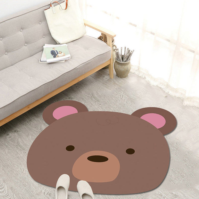 Cute Cartoon Animal Pattern Rug Brown and Yellow Kids Rug Polyester Washable Pet Friendly Anti-Slip Carpet for Children's Room Brown Clearhalo 'Area Rug' 'Rug' 1716887