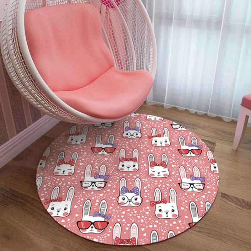 Pink and Blue Kids Rug Polyester Cartoon Animal Pattern Rug Pet Friendly Washable Anti-Slip Backing Carpet for Decoration Clearhalo 'Area Rug' 'Rug' 1717129