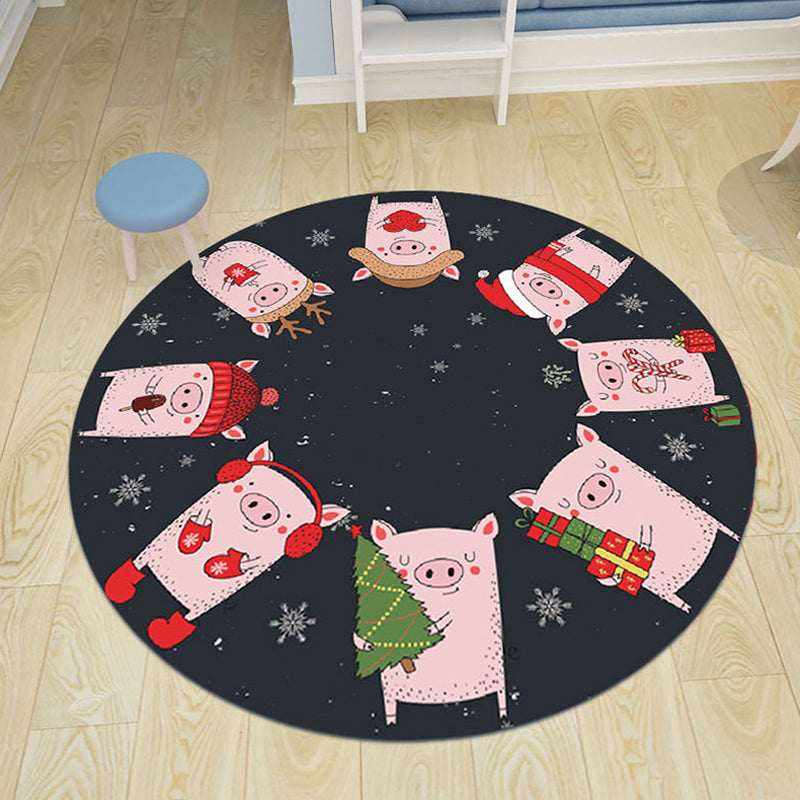 Pink and Blue Kids Rug Polyester Cartoon Animal Pattern Rug Pet Friendly Washable Anti-Slip Backing Carpet for Decoration Clearhalo 'Area Rug' 'Rug' 1717130