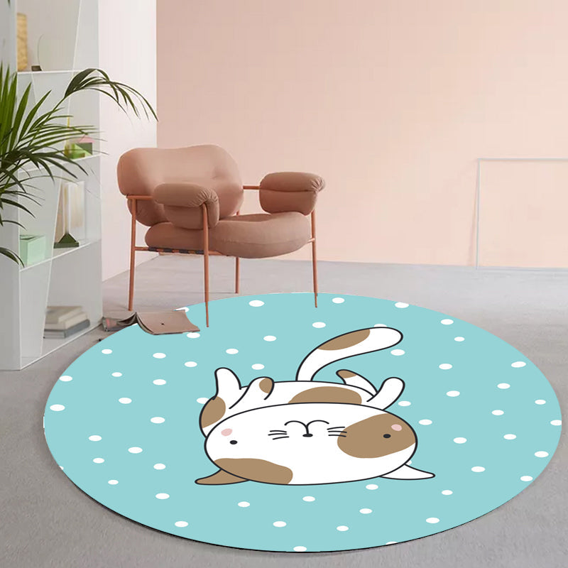 Green and Blue Kids Rug Polyester Animal and Fish Pattern Rug Pet Friendly Washable Anti-Slip Backing Carpet for Decoration Clearhalo 'Area Rug' 'Rug' 1717133