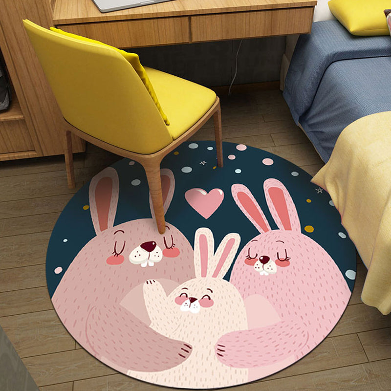 Cute Cartoon Character Pattern Rug Pink Kids Rug Polyester Washable Pet Friendly Anti-Slip Carpet for Children's Room Clearhalo 'Area Rug' 'Rug' 1717162