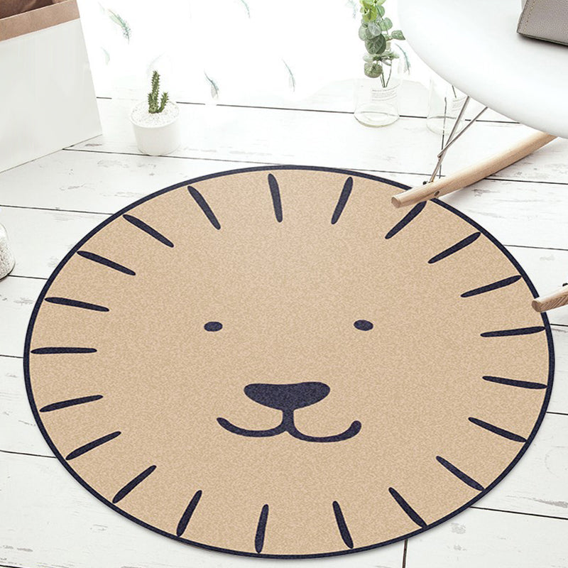 Kids Cartoon Animal Pattern Rug Apricot and Green Polyester Rug Washable Pet Friendly Non-Slip Area Rug for Child's Bedroom Light Brown Clearhalo 'Area Rug' 'Rug' 1717193