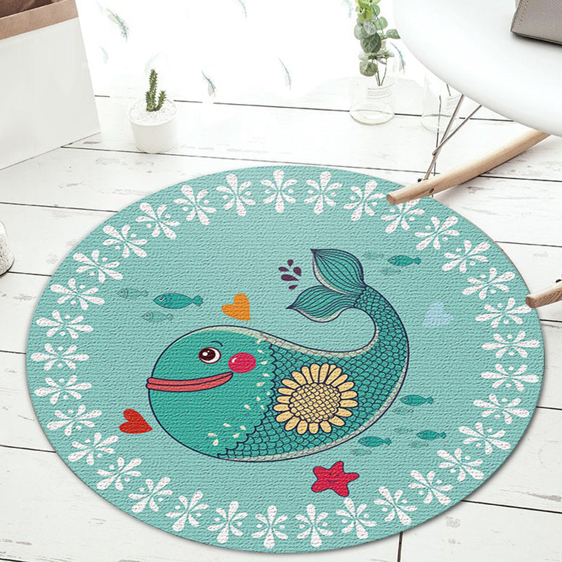 Kids Cartoon Animal Pattern Rug Apricot and Green Polyester Rug Washable Pet Friendly Non-Slip Area Rug for Child's Bedroom Green Clearhalo 'Area Rug' 'Rug' 1717198