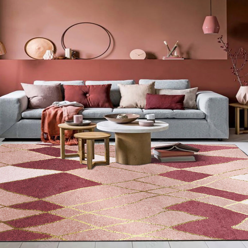 Multicolor Bedroom Rug Polyester Modernism Colorblock Geometric Pattern Rug Washable Pet Friendly Carpet Pink Clearhalo 'Area Rug' 'Modern' 'Rugs' Rug' 1717224