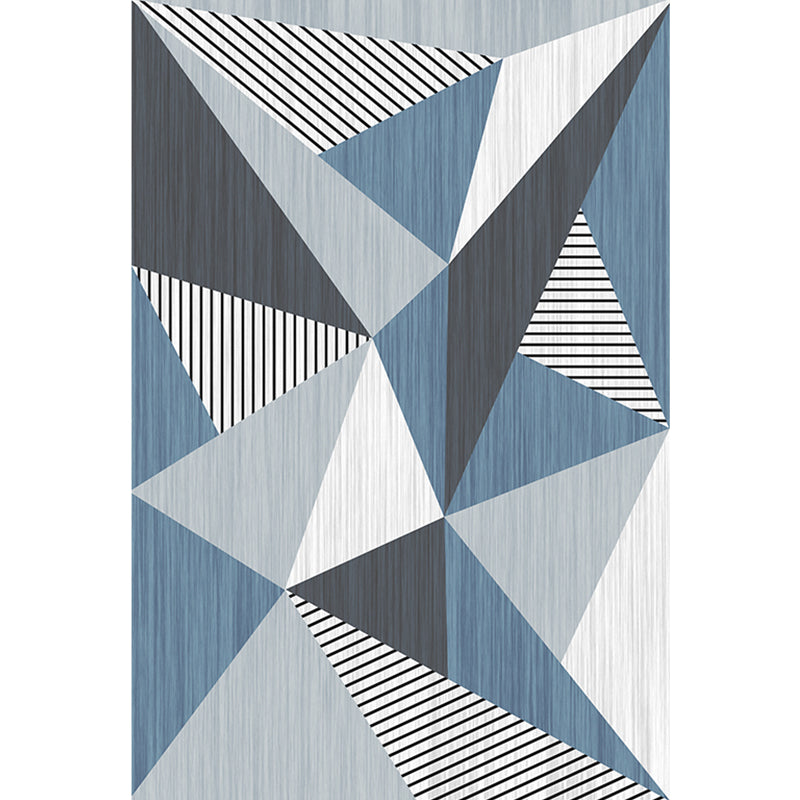 Blue and Grey Modernist Rug Polyester Geometric and Striped Pattern Rug Pet Friendly Washable Anti-Slip Backing Carpet for Living Room Clearhalo 'Area Rug' 'Modern' 'Rugs' Rug' 1717235