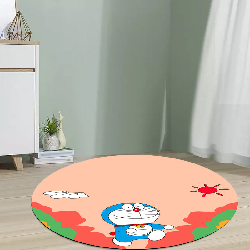 Kids Cartoon Cat Pattern Rug Pink and Red Polyester Rug Washable Pet Friendly Non-Slip Area Rug for Child's Bedroom Clearhalo 'Area Rug' 'Rug' 1717242