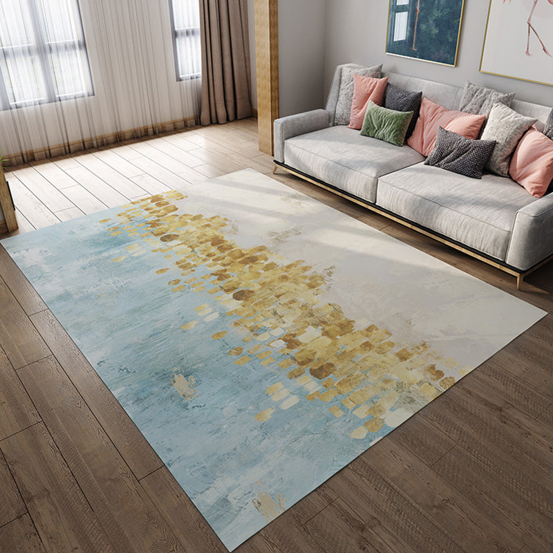 Stylish Oil Painting Rug with Tree Pattern Blue and Gold Casual Rug Flannel Pet Friendly Washable Area Rug for Living Room Light Blue Clearhalo 'Area Rug' 'Modern' 'Rugs' Rug' 1717308