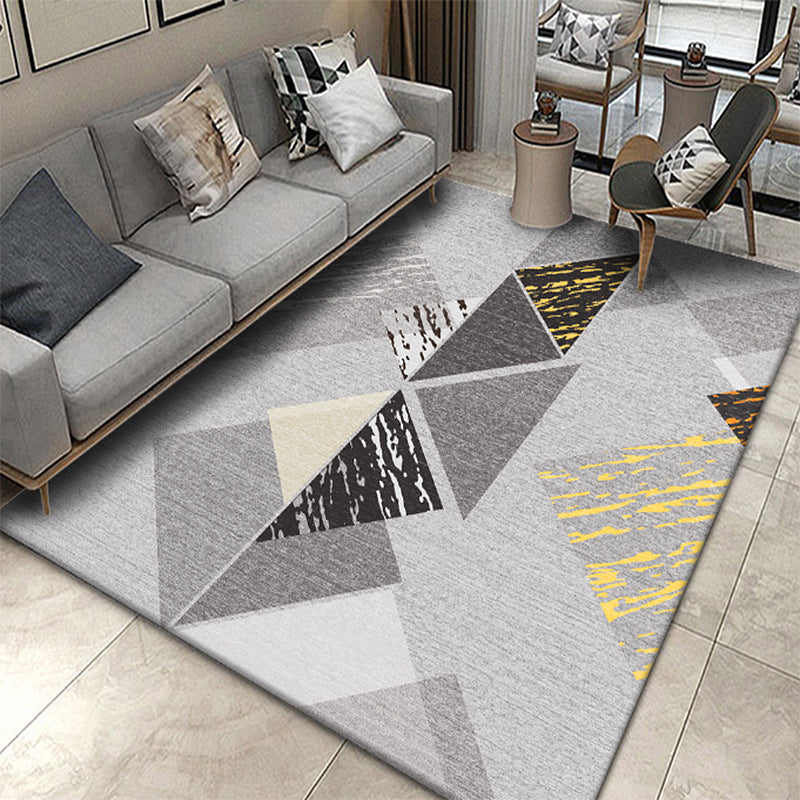 Modern Geometric Pattern Rug with Stripe Printed Multicolor Polyester Rug Washable Non-Slip Pet Friendly Carpet for Living Room Light Gray Clearhalo 'Area Rug' 'Modern' 'Rugs' Rug' 1717359