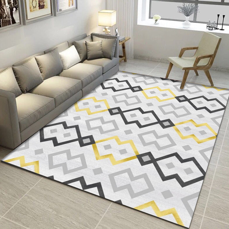 Modern Geometric Pattern Rug with Stripe Printed Multicolor Polyester Rug Washable Non-Slip Pet Friendly Carpet for Living Room Yellow Clearhalo 'Area Rug' 'Modern' 'Rugs' Rug' 1717360