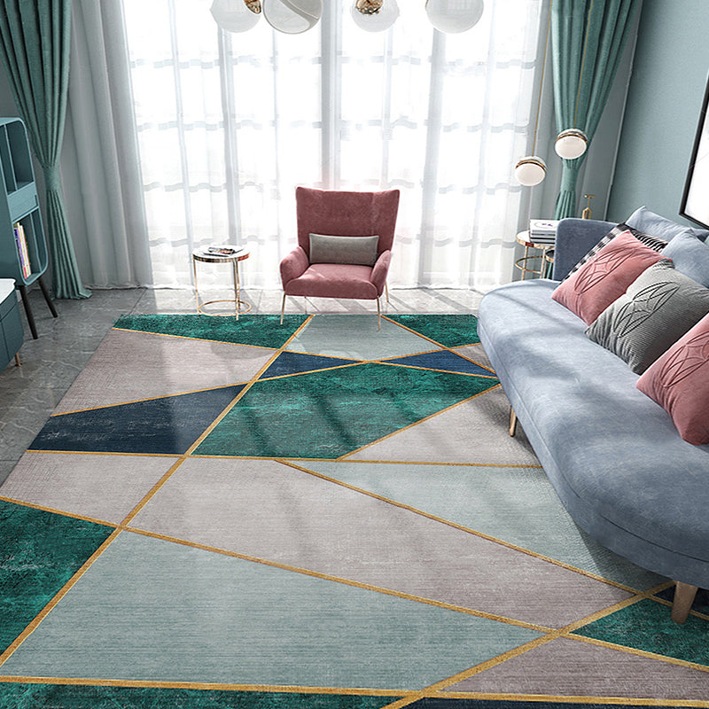 Unique Multicolor Striped Pattern Rug with Geometric Printed Polyester Modernist Rug Pet Friendly Anti-Slip Backing Area Rug for Bedroom Blackish Green Clearhalo 'Area Rug' 'Modern' 'Rugs' Rug' 1717452