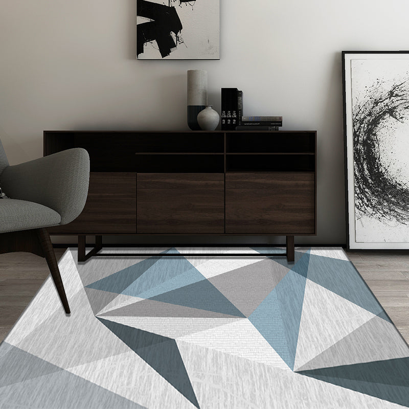 Contemporary Colorblock Geometric Pattern Rug Blue and Grey Polyester Rug Washable Pet Friendly Non-Slip Area Rug for Living Room Clearhalo 'Area Rug' 'Modern' 'Rugs' Rug' 1717456