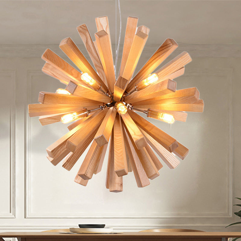 Starburst Chandelier Pendant Light Modernism Wood 14