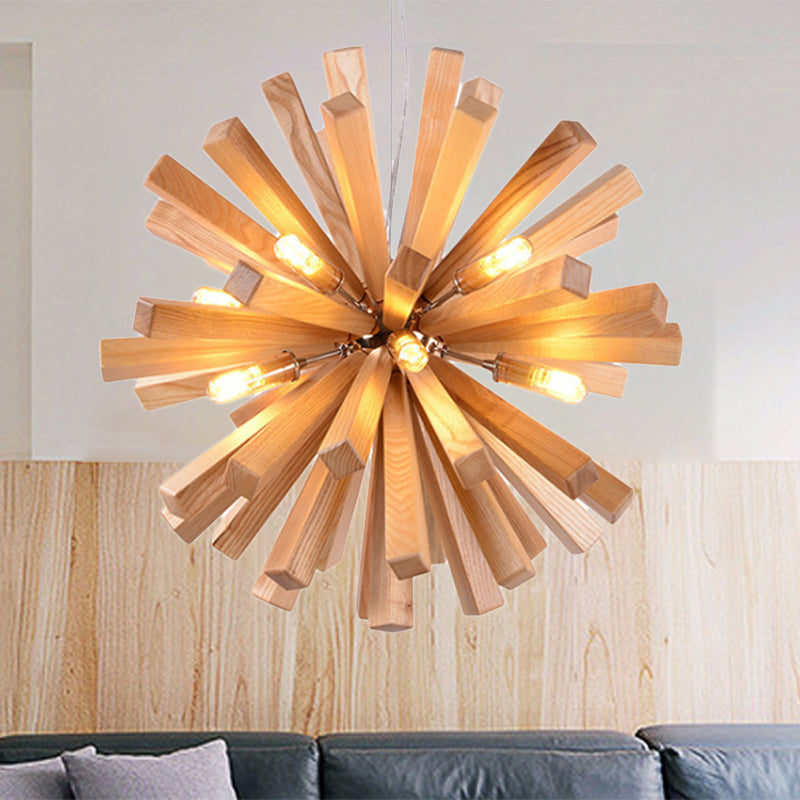 Starburst Chandelier Pendant Light Modernism Wood 14