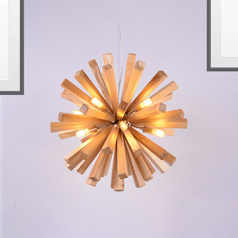 Starburst Chandelier Pendant Light Modernism Wood 14