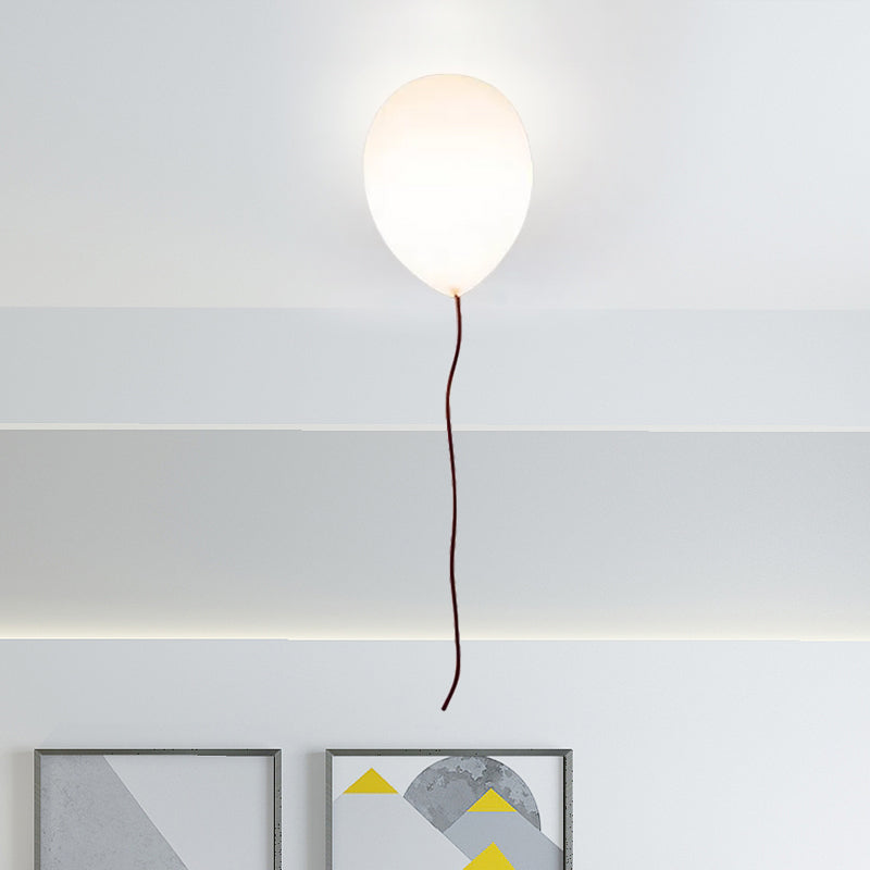 White Balloon Shade Flush Mount Light Contemporary 8