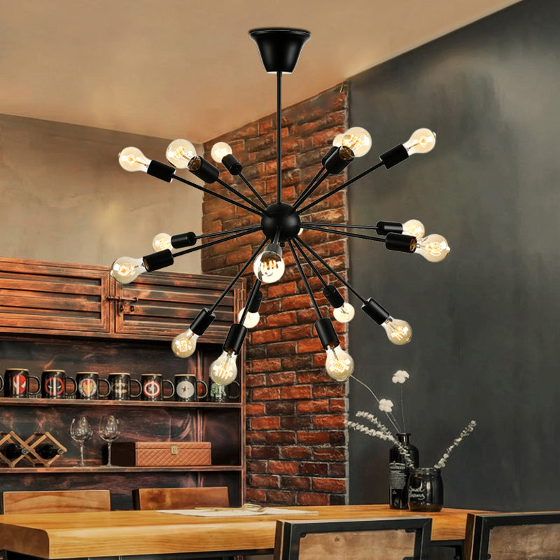 Sputnik Dining Room Chandelier Light Fixture Vintage Style Metal Multi Light Pendant Lamp in Black Clearhalo 'Cast Iron' 'Ceiling Lights' 'Chandeliers' 'Industrial Chandeliers' 'Industrial' 'Metal' 'Middle Century Chandeliers' 'Rustic Chandeliers' 'Tiffany' Lighting' 172207