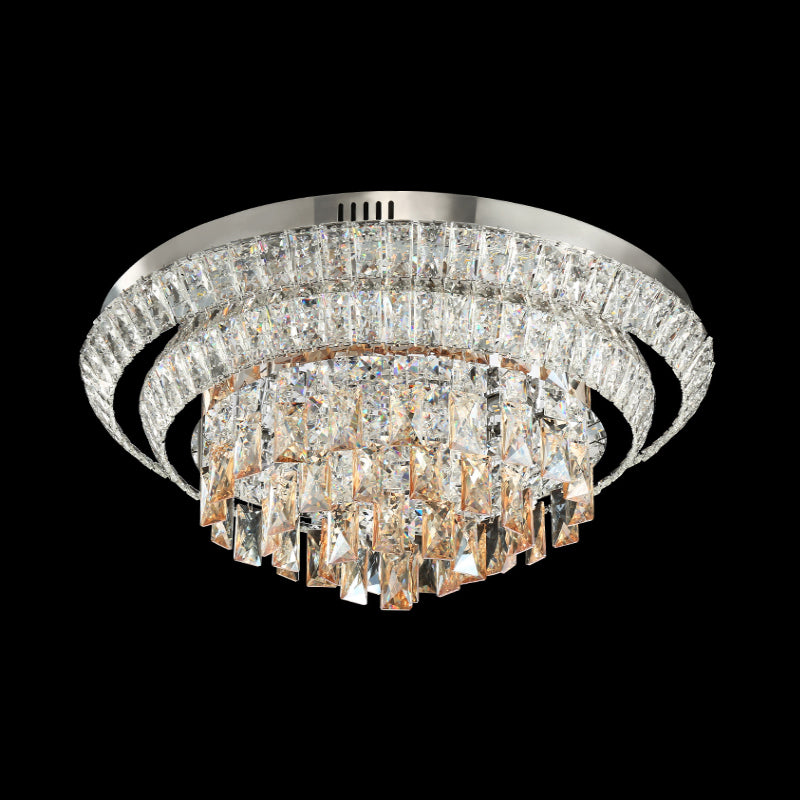 Tiered Round Crystal Block Flush Mount Contemporary LED Chrome Close to Ceiling Lighting Clearhalo 'Ceiling Lights' 'Close To Ceiling Lights' 'Close to ceiling' 'Flush mount' Lighting' 1723493