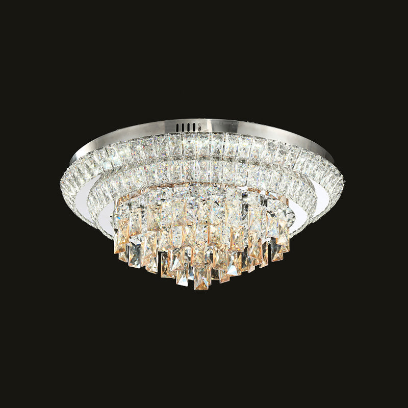 Tiered Round Crystal Block Flush Mount Contemporary LED Chrome Close to Ceiling Lighting Clearhalo 'Ceiling Lights' 'Close To Ceiling Lights' 'Close to ceiling' 'Flush mount' Lighting' 1723494