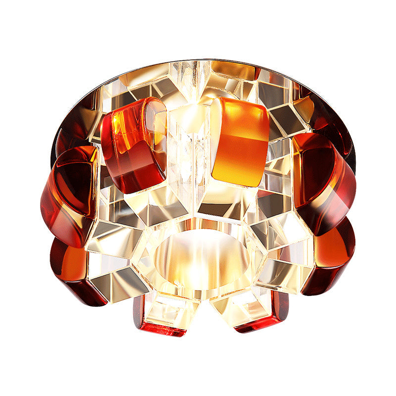 Tan Crystal Flower Flush Light Fixture Modern LED Flushmount Lighting for Living Room Clearhalo 'Ceiling Lights' 'Close To Ceiling Lights' 'Close to ceiling' 'Flush mount' Lighting' 1723710