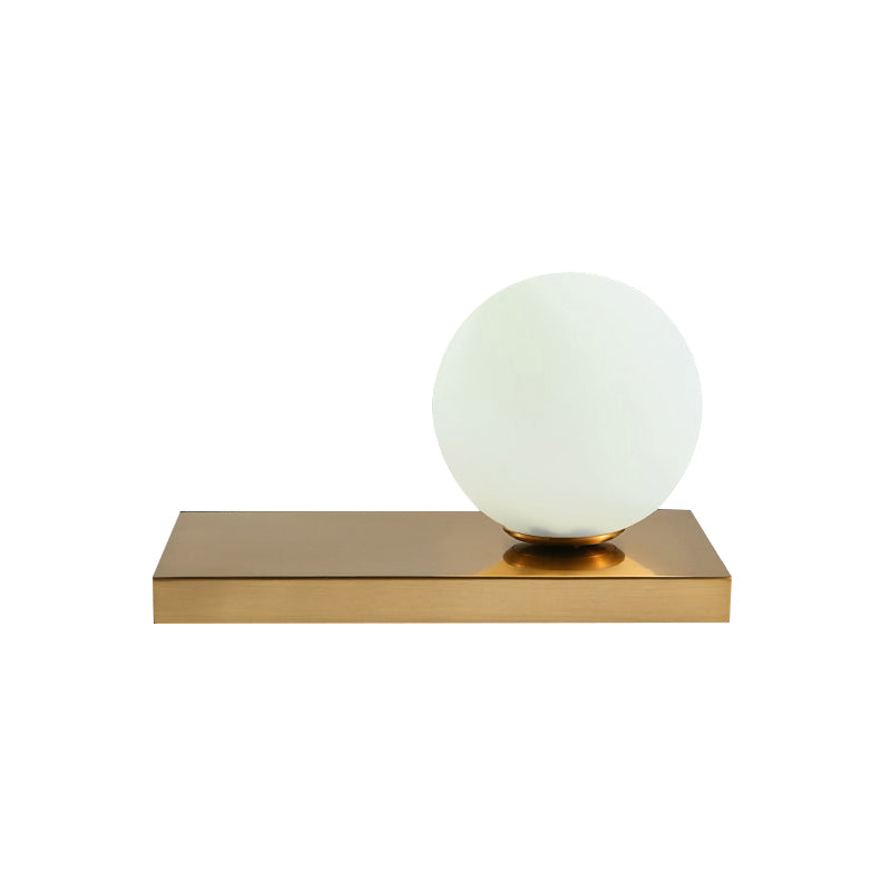 Opal Glass Global Table Lamp Modernism Stylish 1 Light Table Lighting with Rectangular Metal Base in Gold Clearhalo 'Lamps' 'Table Lamps' Lighting' 172448