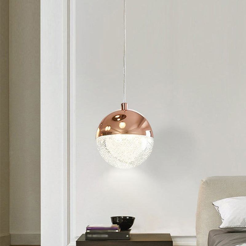 Chrome/Gold LED Ball Pendant Light Modernism Crystal Suspended Lighting Fixture for Dining Room Clearhalo 'Ceiling Lights' 'Modern Pendants' 'Modern' 'Pendant Lights' 'Pendants' Lighting' 1724697