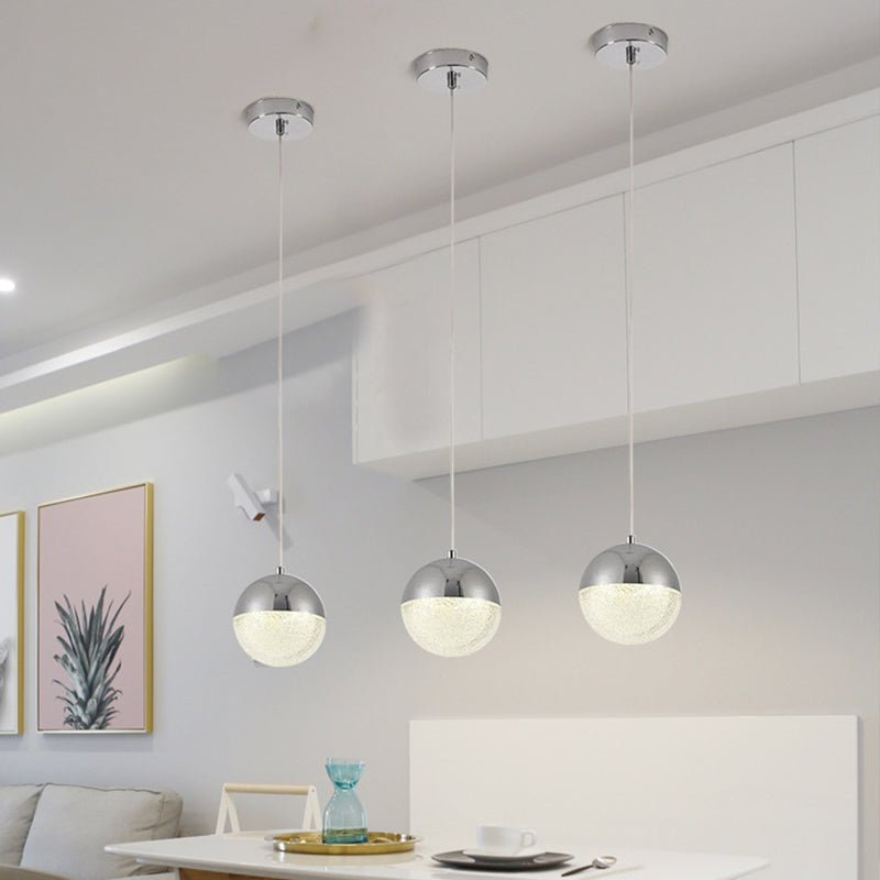 Chrome/Gold LED Ball Pendant Light Modernism Crystal Suspended Lighting Fixture for Dining Room Clearhalo 'Ceiling Lights' 'Modern Pendants' 'Modern' 'Pendant Lights' 'Pendants' Lighting' 1724701