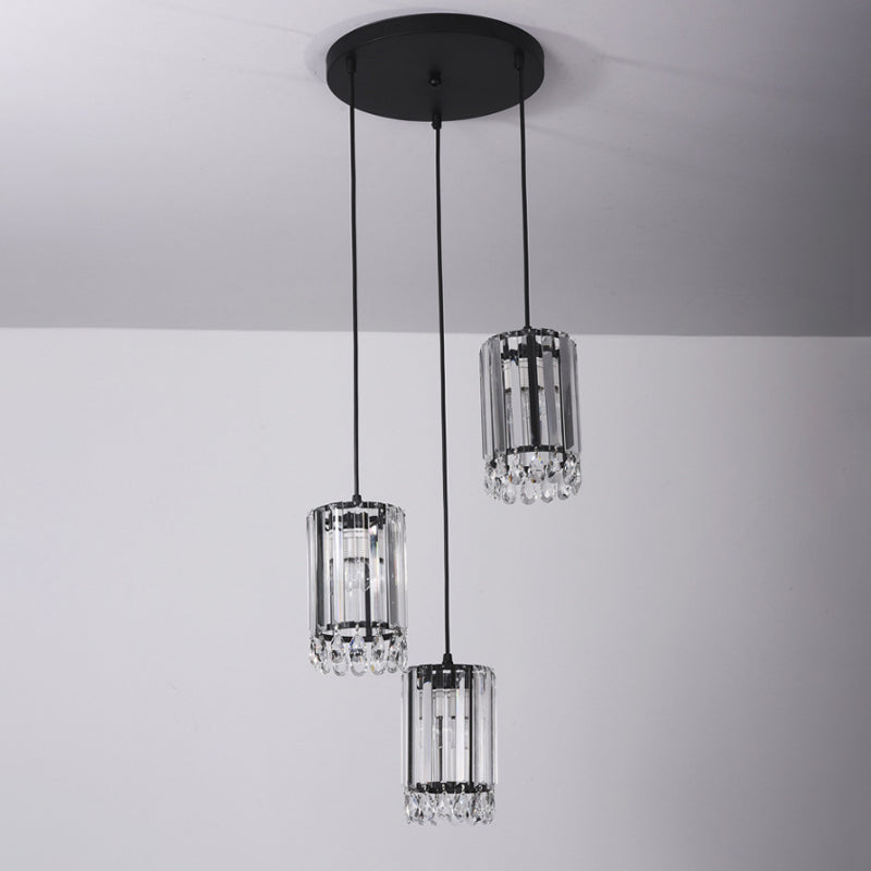 Crystal Prisms Cylinder Down Lighting Minimalist 3 Heads 18