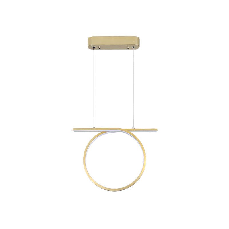 Gold Round Hanging Lamp Kit Simplicity LED Metal Suspended Lighting Fixture in Warm/White Light Clearhalo 'Ceiling Lights' 'Modern Pendants' 'Modern' 'Pendant Lights' 'Pendants' Lighting' 1724798