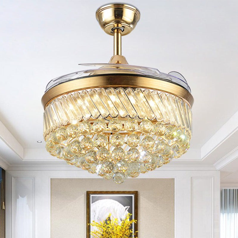 Crystal Orbs Cone Hanging Fan Light Contemporary 19