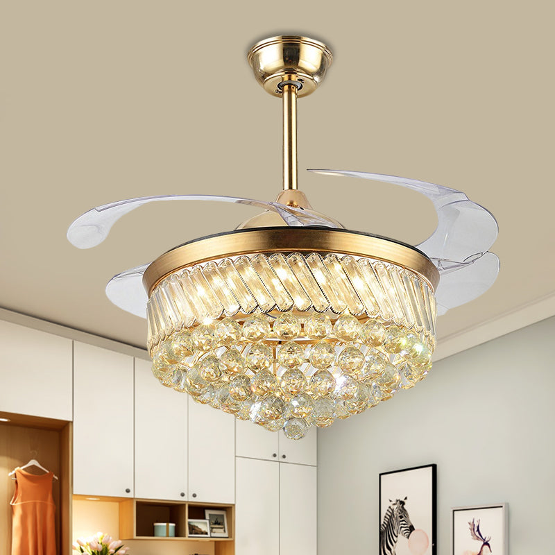 Crystal Orbs Cone Hanging Fan Light Contemporary 19