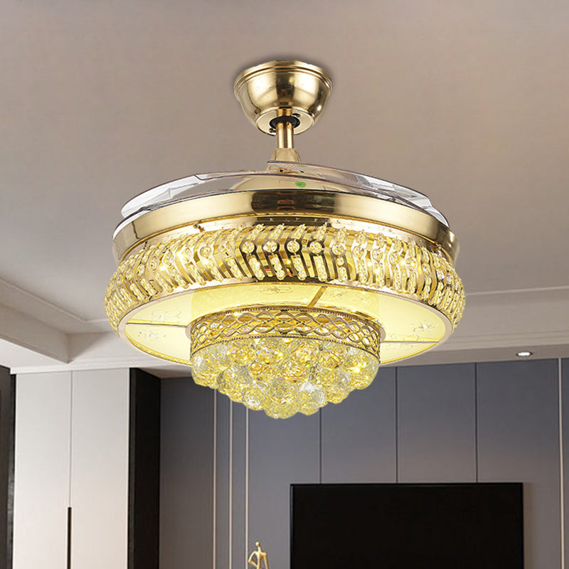 Circular Great Room Ceiling Fan Light Faceted Crystal 19