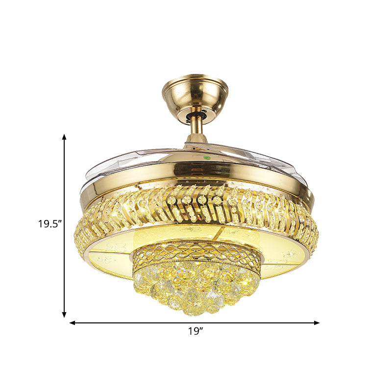 Circular Great Room Ceiling Fan Light Faceted Crystal 19