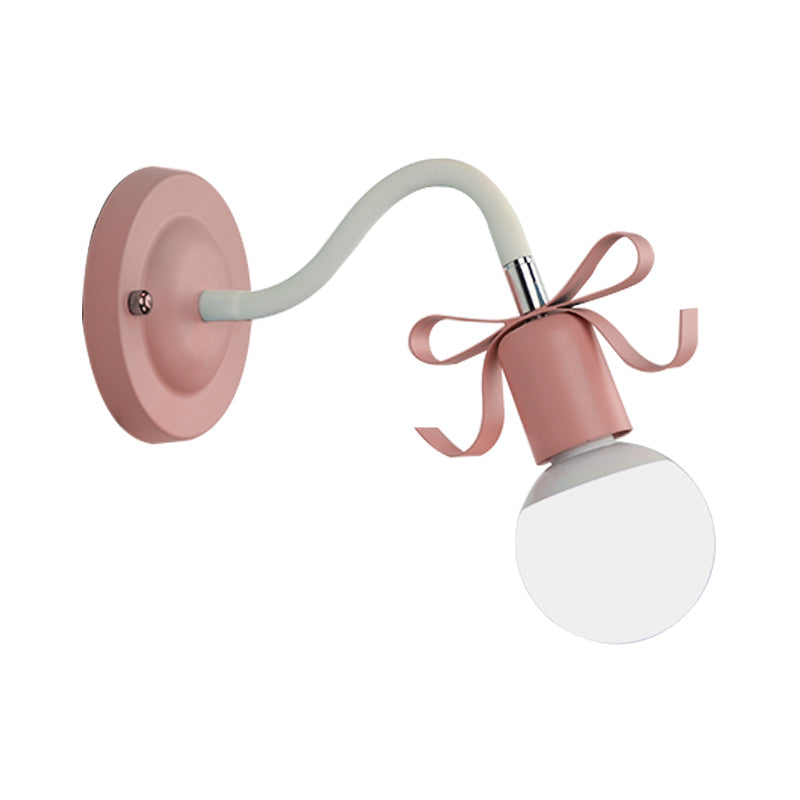 Metal Bare Bulb Wall Light with Bow Single Head Nordic Style Wall Lamp for Kindergarten Clearhalo 'Wall Lamps & Sconces' 'Wall Lights' Lighting' 172509