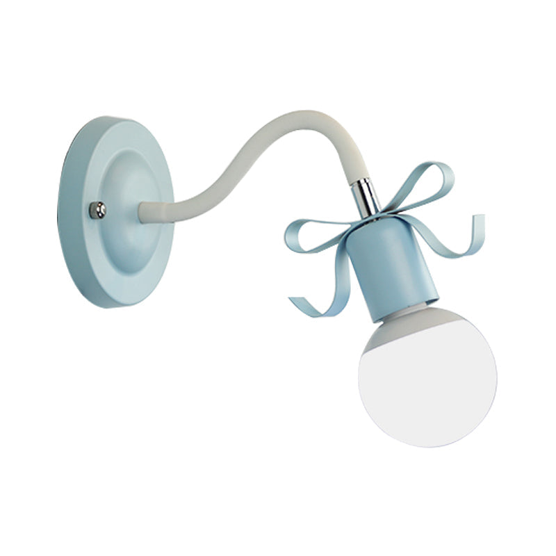 Metal Bare Bulb Wall Light with Bow Single Head Nordic Style Wall Lamp for Kindergarten Clearhalo 'Wall Lamps & Sconces' 'Wall Lights' Lighting' 172512