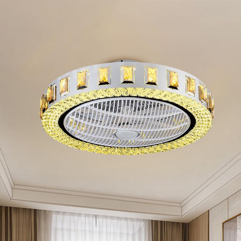 Round/Floral Clear Crystal Semi Flush Minimalism 19.5