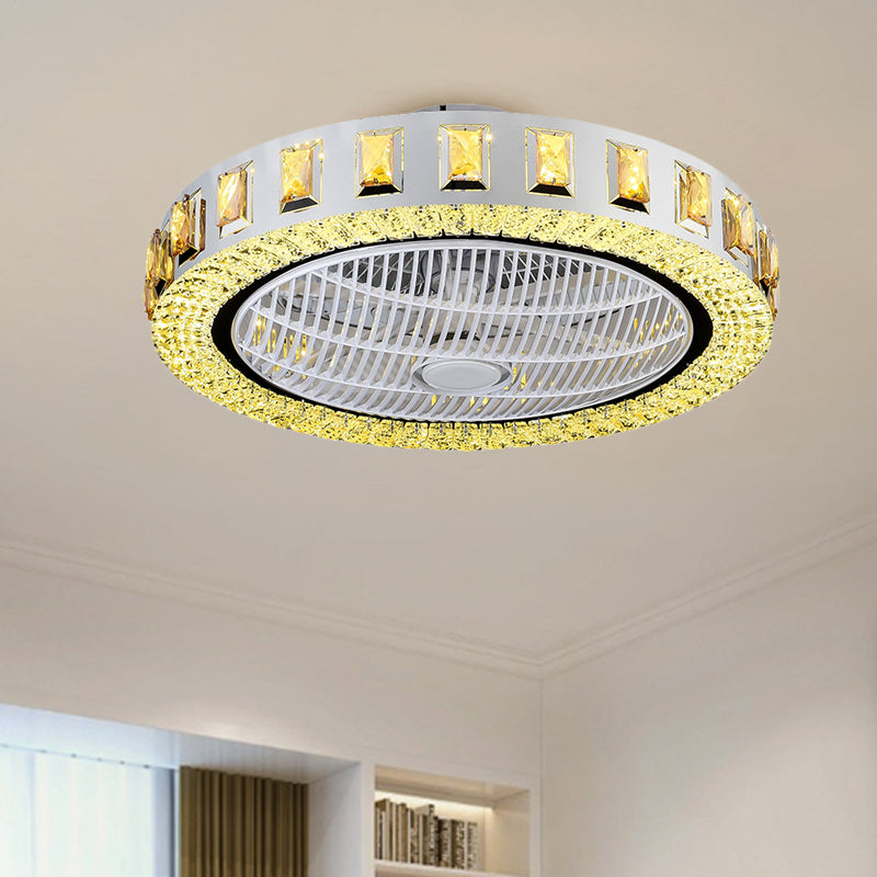 Round/Floral Clear Crystal Semi Flush Minimalism 19.5