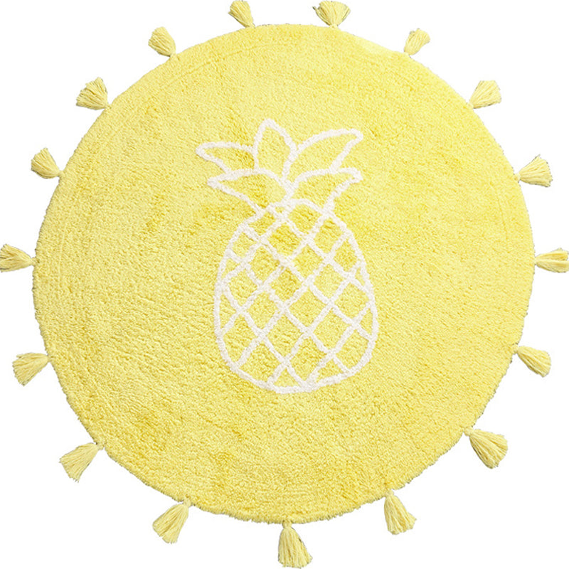 Stylish Pineapple Pattern Rug Yellow Kids Rug Cotton Washable Pet Friendly Anti-Slip Carpet for Children's Room Clearhalo 'Area Rug' 'Rug' 1725276