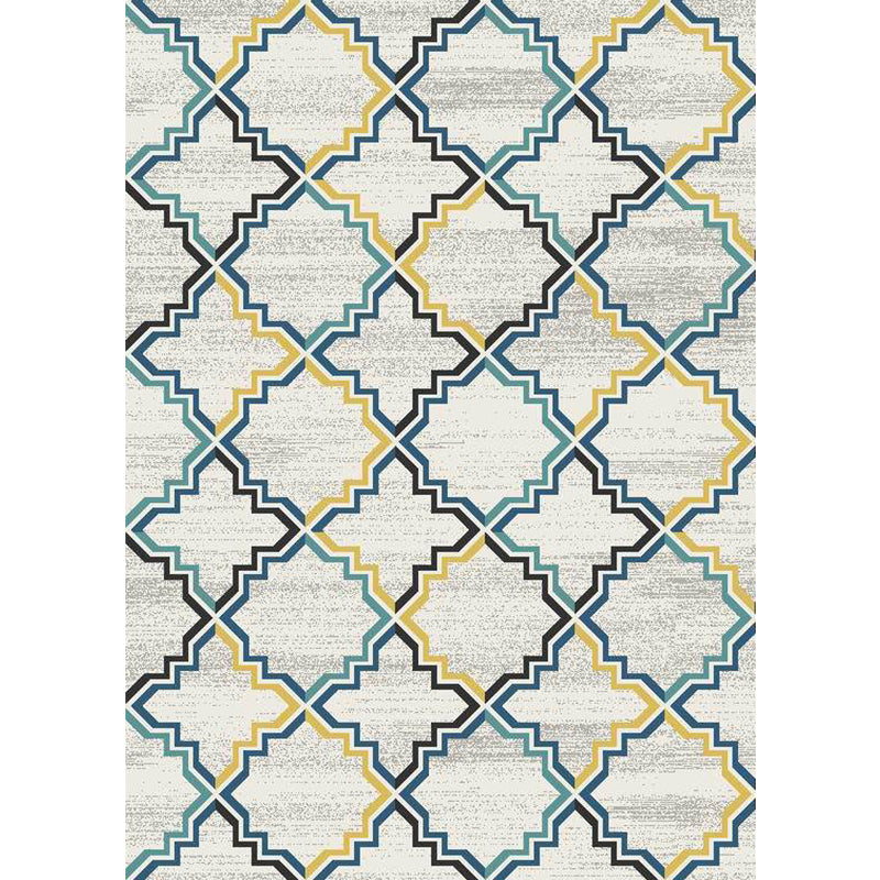 Stylish Striped Pattern Rug with Flower Grey and Yellow Bohemian Rug Synthetics Pet Friendly Non-Slip Backing Washable Area Rug for Living Room Clearhalo 'Area Rug' 'Moroccan' 'Rugs' Rug' 1725306