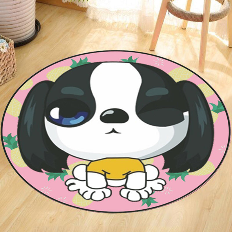 Grey and Yellow Kids Rug Polyester Dog and Cat Pattern Rug Pet Friendly Washable Anti-Slip Backing Carpet for Decoration Pink Clearhalo 'Area Rug' 'Rug' 1725379