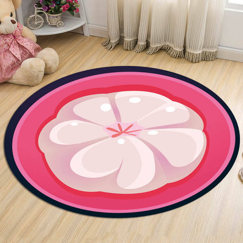 Kids Fruit Pattern Rug Yellow and Green Polyester Rug Washable Pet Friendly Non-Slip Area Rug for Child's Bedroom Pink Clearhalo 'Area Rug' 'Rug' 1725395