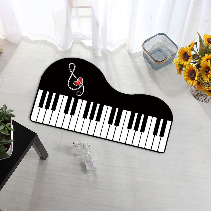 Unusual Piano Pattern Rug with Note Multicolor Kids Rug Polyester Washable Pet Friendly Anti-Slip Carpet for Children's Room White Clearhalo 'Area Rug' 'Rug' 1725404