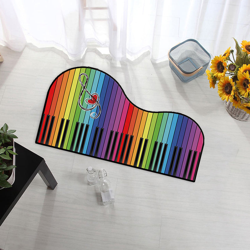 Unusual Piano Pattern Rug with Note Multicolor Kids Rug Polyester Washable Pet Friendly Anti-Slip Carpet for Children's Room Red Clearhalo 'Area Rug' 'Rug' 1725405