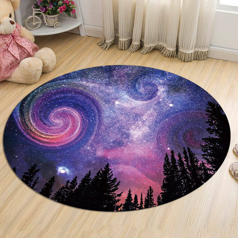 Nordic Galaxy Pattern Rug Black and Blue Kids Rug Polyester Pet Friendly Washable Area Rug for Nursery Dark Purple Clearhalo 'Area Rug' 'Rug' 1725413