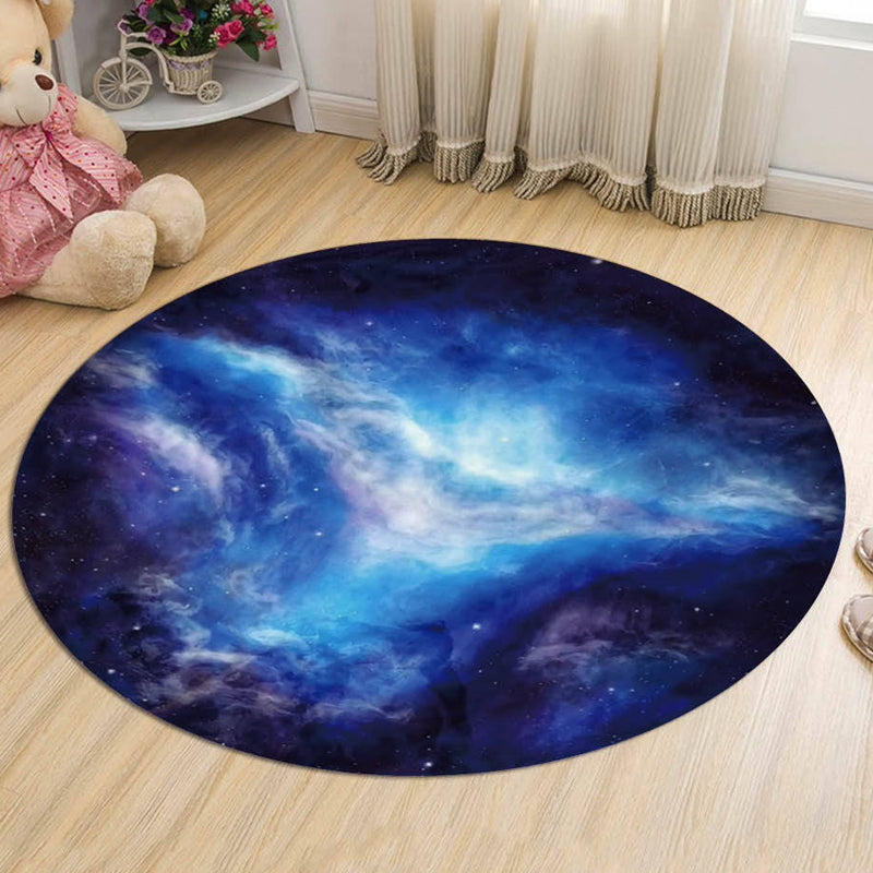 Nordic Galaxy Pattern Rug Black and Blue Kids Rug Polyester Pet Friendly Washable Area Rug for Nursery Dark Blue Clearhalo 'Area Rug' 'Rug' 1725414