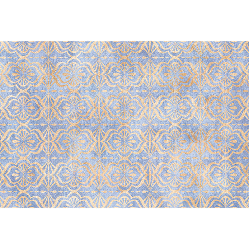 Retro Tribal Geometric Pattern Rug Brown and Blue Rug Polyester Washable Pet Friendly Anti-Slip Carpet for Living Room Clearhalo 'Area Rug' 'Moroccan' 'Rugs' Rug' 1725435