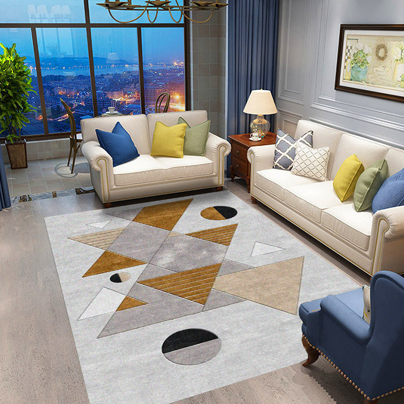 Multicolor Modernist Rug Polyester Geometric Pattern Rug Pet Friendly Machine Washable Anti-Slip Backing Carpet for Decoration Ginger Clearhalo 'Area Rug' 'Rug' 1725488